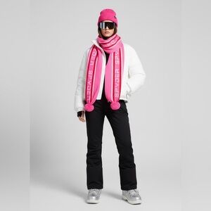 Ski Chic Spyder Scarf NWT Pom Pom Logo Vibrant Pink